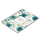 Romantische Aquamarine Creme Rose Floral Notizblock (Linke Seite)