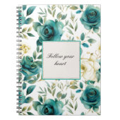 Romantische Aquamarine Creme Rose Floral Notizblock (Vorderseite)