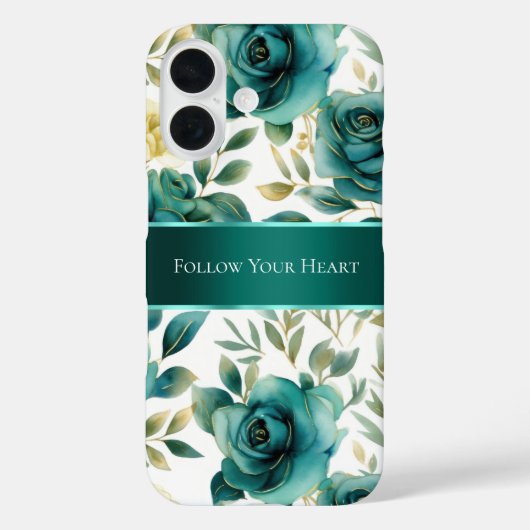 Romantische Aquamarine grüne Creme Rose Blumen Case-Mate iPhone Hülle (Rückseite)