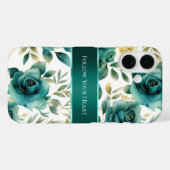 Romantische Aquamarine grüne Creme Rose Blumen Case-Mate iPhone Hülle (Rückseite (Horizontal))