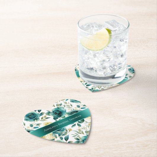 Romantische Aquamarine grüne Creme Rose Blumen Untersetzer (Vor Ort)