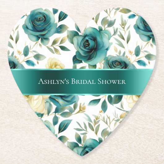 Romantische Aquamarine grüne Creme Rose Blumen Untersetzer (Vorderseite)