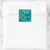 Romantische aquamarine grüne Rose Quadratischer Aufkleber (Tasche)
