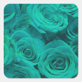 Romantische aquamarine grüne Rose Quadratischer Aufkleber