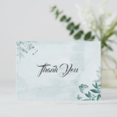 Romantische aquamarine Schmetterlinge Blätter bota Dankeskarte (Stehend Vorderseite)
