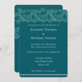 Romantische Aquamarine Spitzenblütenhochzeit Einladung (Vorne/Hinten)