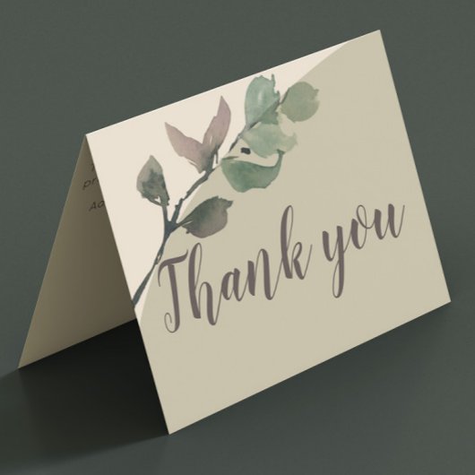 Romantische Aquarell Blätter Hochzeit danke Karte