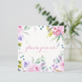 Romantische Aquarell-Blume Blüten nur Empfang Einladung (Stehend Vorderseite)