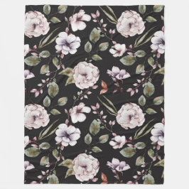 Romantische Aquarell-Blume Fleecedecke