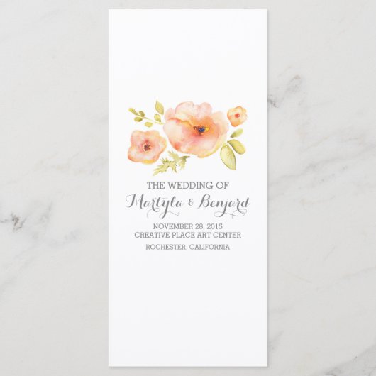 Romantische Aquarell-Blume Hochzeitsprogramme Programm (Vorderseite)