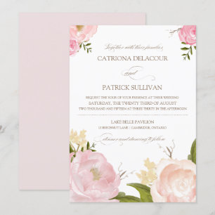 Romantische Aquarell-Blumen Hochzeits-Einladung Einladung