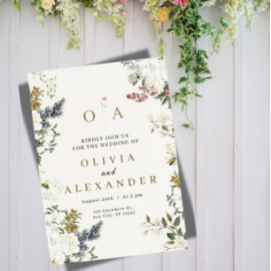 Romantische Aquarell-Blumen-Hochzeitseinladung  Einladung
