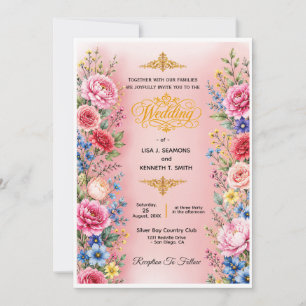 Romantische Aquarell-Blumen-Hochzeitseinladung Save The Date
