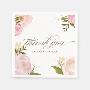 Romantische Aquarell-Blumen-Hochzeitspapier-Servie Serviette