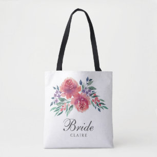 Romantische Aquarell-Blumenbraut Tasche