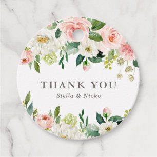 Romantische Aquarell-Frühlingsblüten-Hochzeit Dank Geschenkanhänger