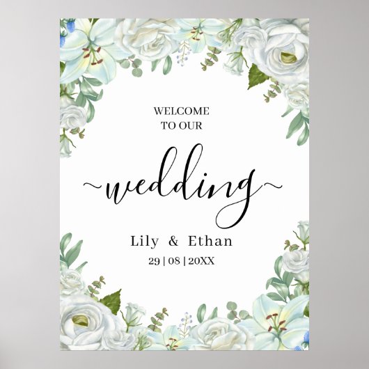 Romantische Aquarell-Hochzeit Poster (Vorne)