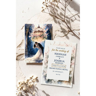 Romantische Aquarell-Märchenhochzeit Blumenhochzei Einladung