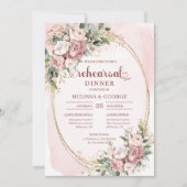 Romantische Aquarell-Rosa-Blüten Probe Einladung (Vorderseite)