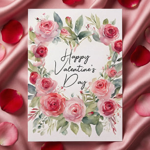 Romantische Aquarell-Rose-Herz-Valentinstagskarte Karte