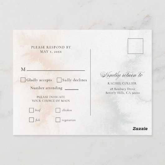 Romantische Aquarell Rosen & Kalligrafie UAWG Postkarte (Rückseite)