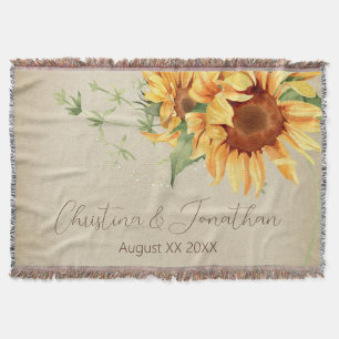 Romantische Aquarell-Sonnenblumen auf verblasstem Decke