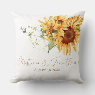 Romantische Aquarell-Sonnenblumen Kissen