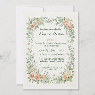 Romantische Aquarell-Wildblumen-Hochzeitseinladung Einladung
