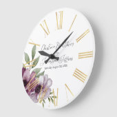 Romantische Aquarellanemonen Große Wanduhr (Winkel)