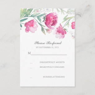 Romantische Aquarellbäume Hochzeit RSVP Karte