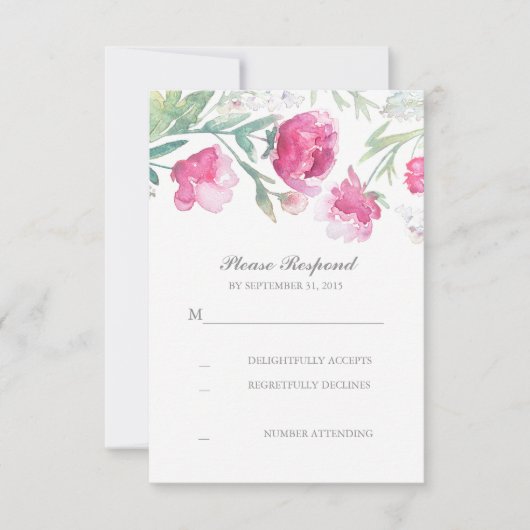 Romantische Aquarellbäume Hochzeit RSVP Karte (Vorderseite)