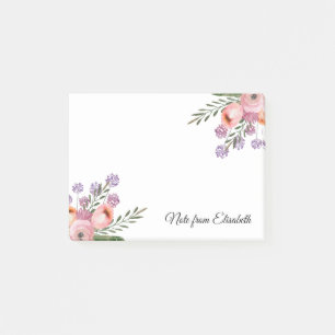 Romantische Aquarellblume Boho Blumenstrauß Person Post-it Klebezettel