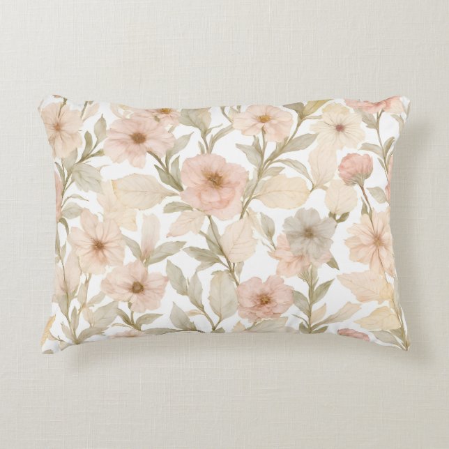 Romantische Aquarellblume Nahtloses Muster in Dus Dekokissen (Vorderseite)