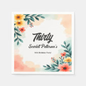 Romantische Aquarellblume Sommer 30. Geburtstag Serviette (Vorderseite)