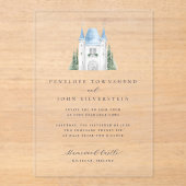 Romantische Aquarellburg Hochzeit Acryleinladungen (Vorderseite)