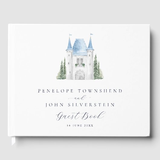 Romantische Aquarellburg Hochzeit Gästebuch (Vorderseite)