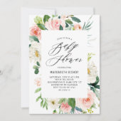 Romantische Aquarelldusche Peach Florals Baby Dusc Einladung (Vorderseite)