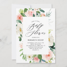 Romantische Aquarelldusche Peach Florals Baby Dusc Einladung