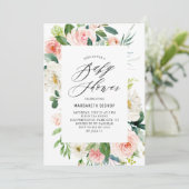 Romantische Aquarelldusche Peach Florals Baby Dusc Einladung (Stehend Vorderseite)
