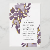 Romantische Aquarellfarben - Amethyst Gold Folieneinladung (Vorderseite)