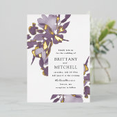 Romantische Aquarellfarben - Amethyst Gold Folieneinladung (Stehend vorne)