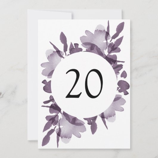 Romantische Aquarellfarben-Amethyst-Tischnummer Einladung (Rückseite)