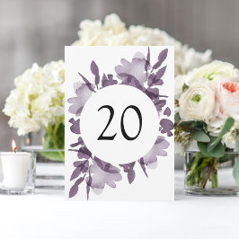 Romantische Aquarellfarben-Amethyst-Tischnummer Einladung