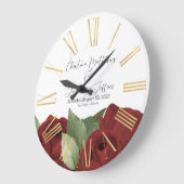 Romantische Aquarellfarben auf Weiß Große Wanduhr (Winkel)