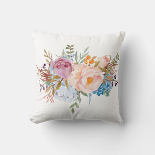 Romantische Aquarellfarben-Blume, bohemischer Blum Kissen