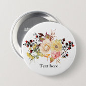 Romantische Aquarellfarben-Blume, böhmisch-blumenr Button (Vorne & Hinten)