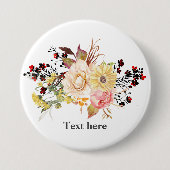 Romantische Aquarellfarben-Blume, böhmisch-blumenr Button (Vorderseite)