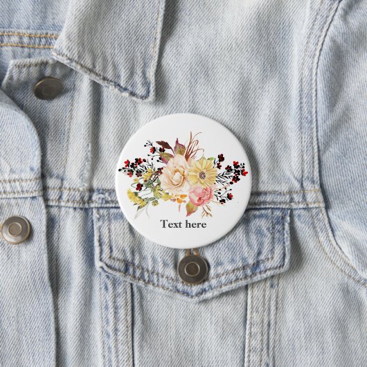 Romantische Aquarellfarben-Blume, böhmisch-blumenr Button (Beispiel)