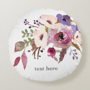 Romantische Aquarellfarben-Blume, böhmisch-blumenr Rundes Kissen