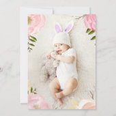 Romantische Aquarellfarben Blume Foto feiern Einladung (Rückseite)